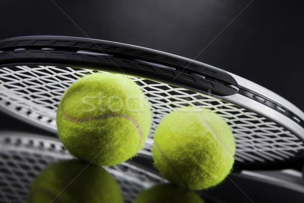 Szett teniszütő labda stúdiófelvétel tenisz stúdió Stock fotó © BrunoWeltmann