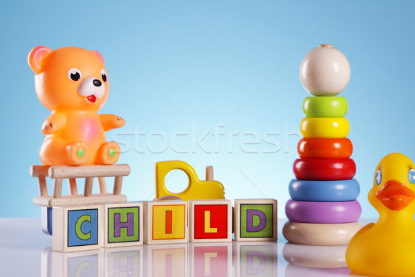 Baby speelgoed tabel achtergrond leuk jongen Stockfoto © BrunoWeltmann