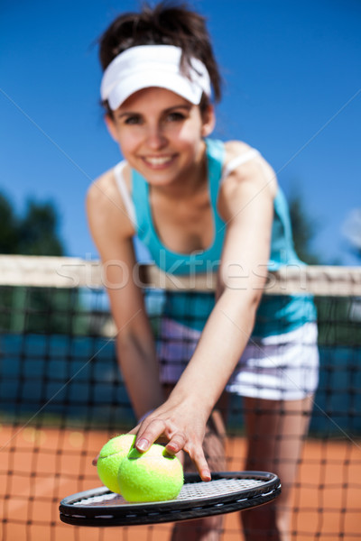 Femminile giocare tennis campo da tennis donna ragazza Foto d'archivio © BrunoWeltmann
