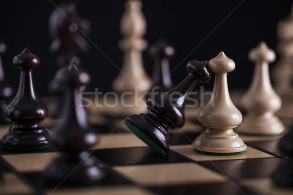 Chess. White pawns vs black Stock photo © BrunoWeltmann