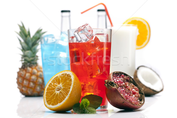 Exotic alcohol drinks set with fruits Stock photo © BrunoWeltmann