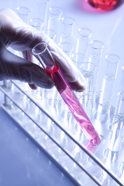 Laboratórium üvegáru teszt csövek kéz gyógyszer Stock fotó © BrunoWeltmann