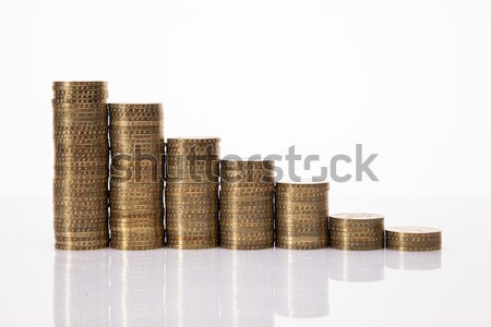 Foto stock: Dinheiro · moedas · isolado · branco · negócio · banco