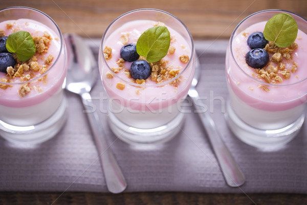 Delicious dessert with fruits and flakes Stock photo © BrunoWeltmann
