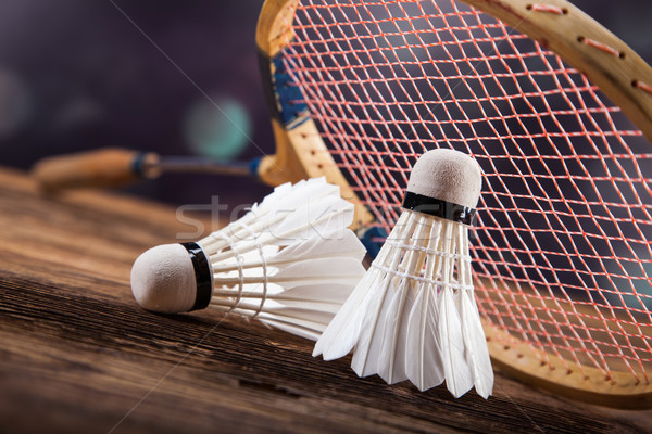 A set of badminton. Paddle and the shuttlecock. Stock photo © BrunoWeltmann