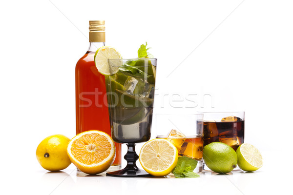 Exotic alcohol drinks set with fruits Stock photo © BrunoWeltmann