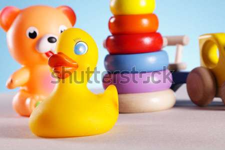 Babajátékok közelkép asztal háttér jókedv fiú Stock fotó © BrunoWeltmann