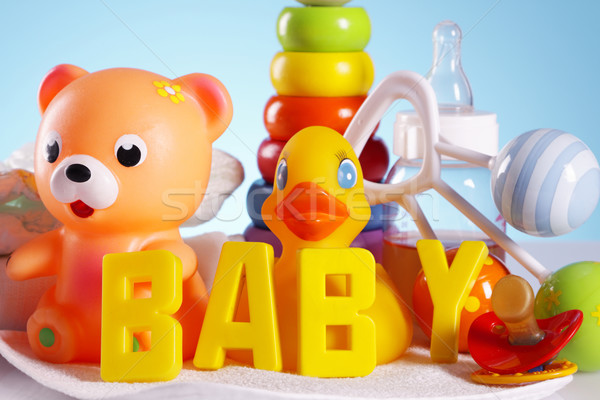 Baby-Spielzeug Tabelle Hintergrund Spaß Junge Stock foto © BrunoWeltmann