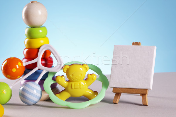 Babajátékok közelkép asztal háttér jókedv fiú Stock fotó © BrunoWeltmann