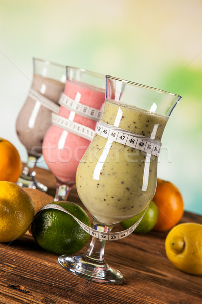 Healthy diet, protein shakes and fruits Stock photo © BrunoWeltmann