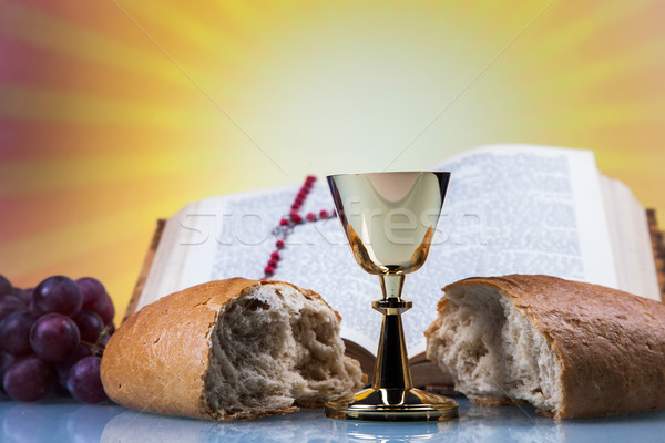 Christian religion, wine, bread and the word of God Stock photo © BrunoWeltmann