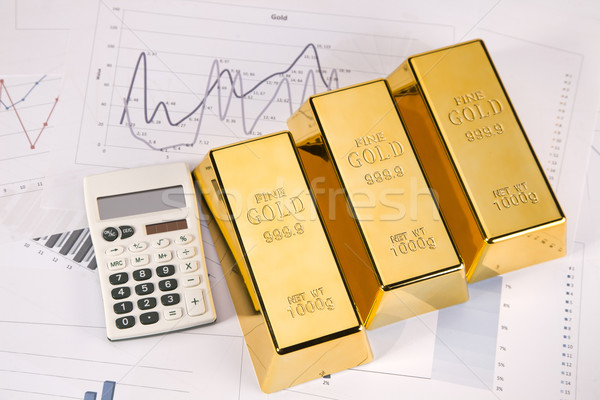 Goud bars grafieken statistiek geld metaal Stockfoto © BrunoWeltmann