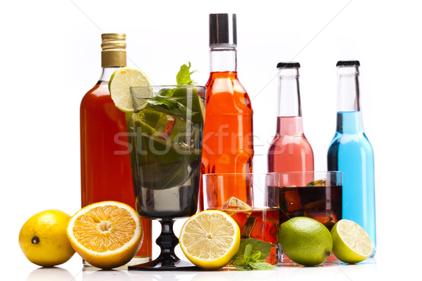 Exotic alcohol drinks set with fruits Stock photo © BrunoWeltmann