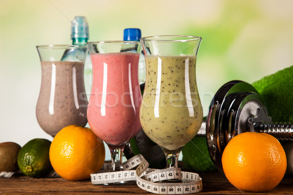 Healthy diet, protein shakes and fruits Stock photo © BrunoWeltmann