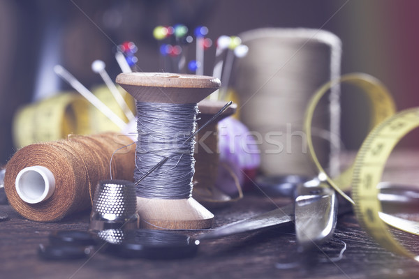 Nähen Nadeln Materialien Studio Foto Arbeit Stock foto © BrunoWeltmann