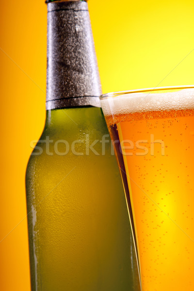 Bière jaune bar bouteille or bulles [[stock_photo]] © BrunoWeltmann