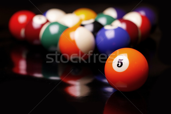 Billard schwarz Sport Hintergrund Tabelle grünen Stock foto © BrunoWeltmann