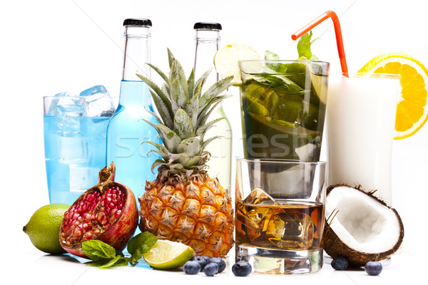 Exotic alcohol drinks set with fruits Stock photo © BrunoWeltmann