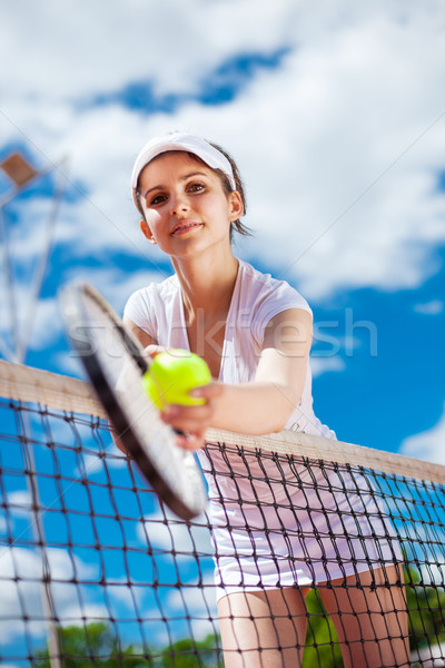 女性 演奏 テニス テニスコート 女性 空 ストックフォト © BrunoWeltmann