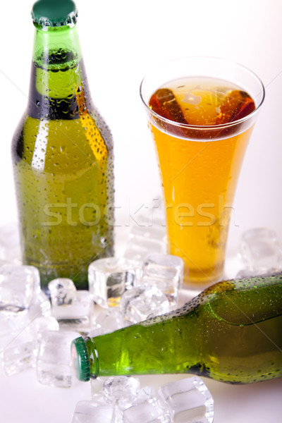 Chilled beer on white background Stock photo © BrunoWeltmann