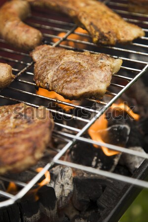 Foto stock: Grelha · tempo · churrasco · jardim · comida · festa