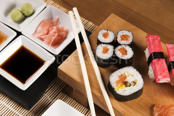 Finom friss szusi variáció ízletes étel Stock fotó © BrunoWeltmann