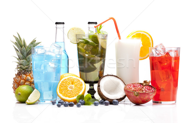 Exotic alcohol drinks set with fruits Stock photo © BrunoWeltmann