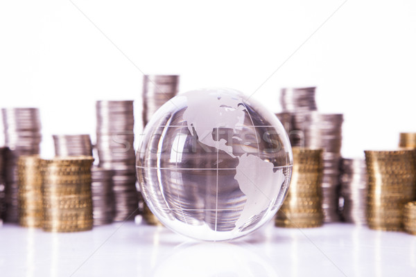 Foto stock: Financeiro · mundo · dinheiro · isolado · branco · negócio