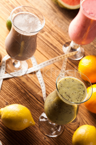 Healthy diet, protein shakes and fruits Stock photo © BrunoWeltmann