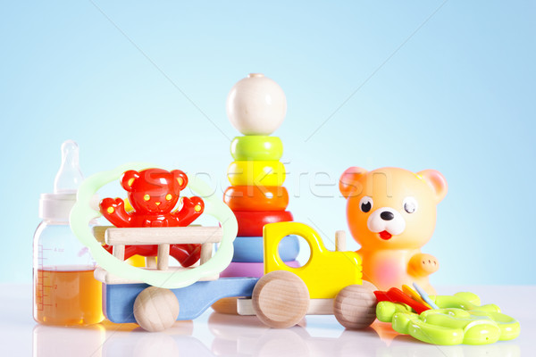 Stockfoto: Baby · speelgoed · tabel · achtergrond · leuk · jongen