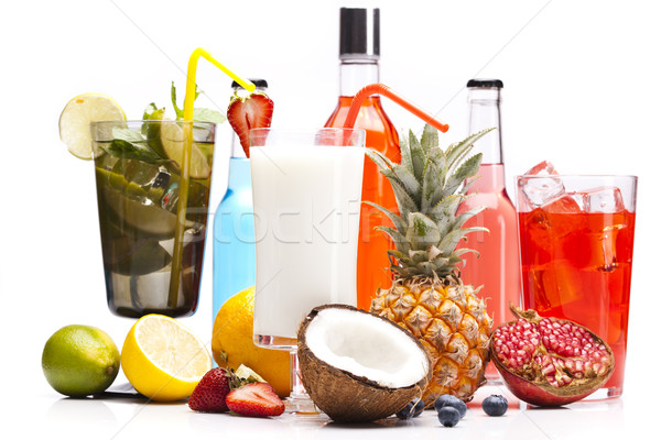 Exotic alcohol drinks set with fruits Stock photo © BrunoWeltmann