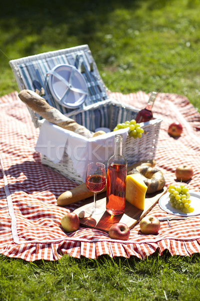 Piknik idő friss étel fű kert égbolt Stock fotó © BrunoWeltmann