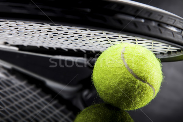 Stock photo: A set of tennis. Racket and ball.