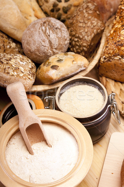 [[stock_photo]]: Boulangerie · pain · lait · oeufs · blé · or