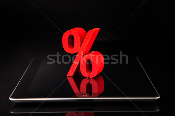 Digital percent tablet and a lot of fun Stock photo © BrunoWeltmann