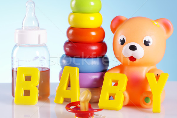 Zabawki dla dzieci tabeli tle zabawy chłopca Zdjęcia stock © BrunoWeltmann