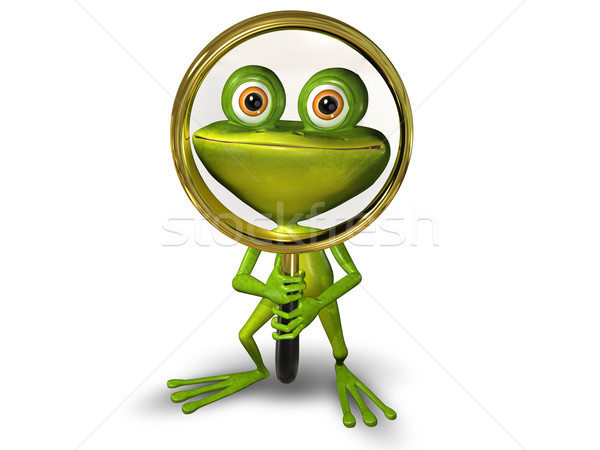 Frog with a magnifying glass Stock photo © brux