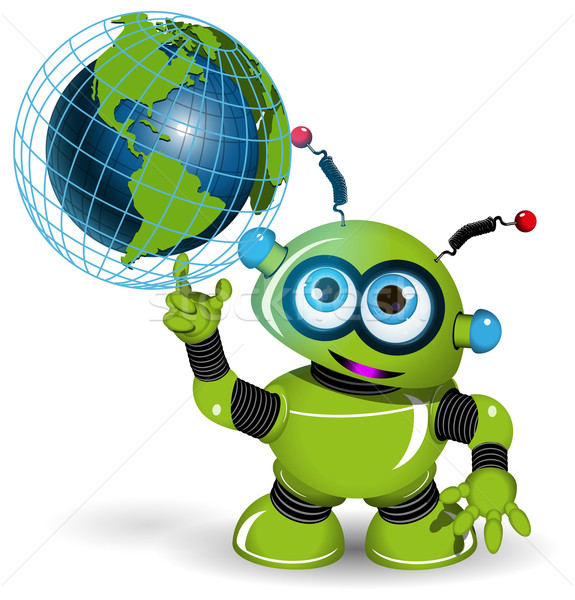 Stock photo: Robot and globe