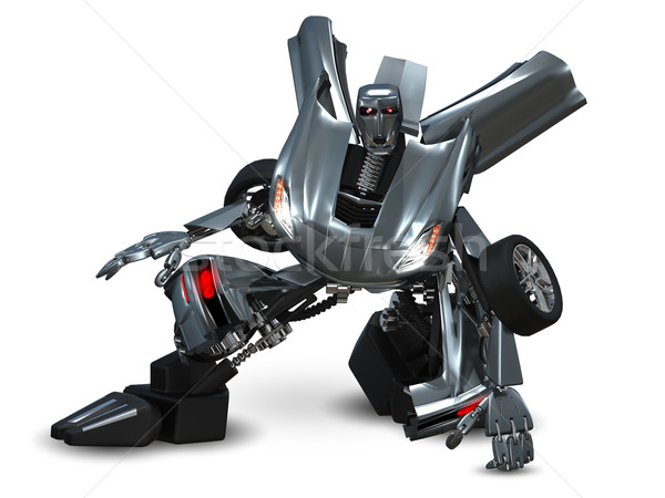 Stockfoto: Robot · auto · illustratie · abstract · metaal · witte