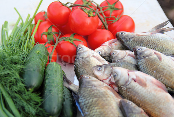 Balık sebze taze otlar gıda Stok fotoğraf © brux