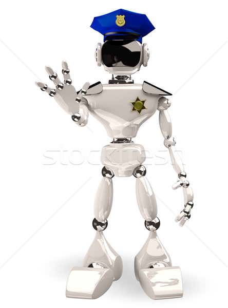 Politist robot ilustrare 3d alb tehnologie metal Imagine de stoc © brux