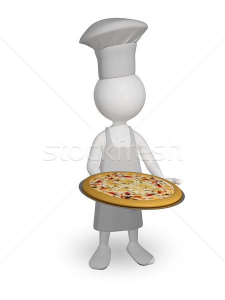 [[stock_photo]]: Chef · pizza · résumé · illustration · plateau · alimentaire
