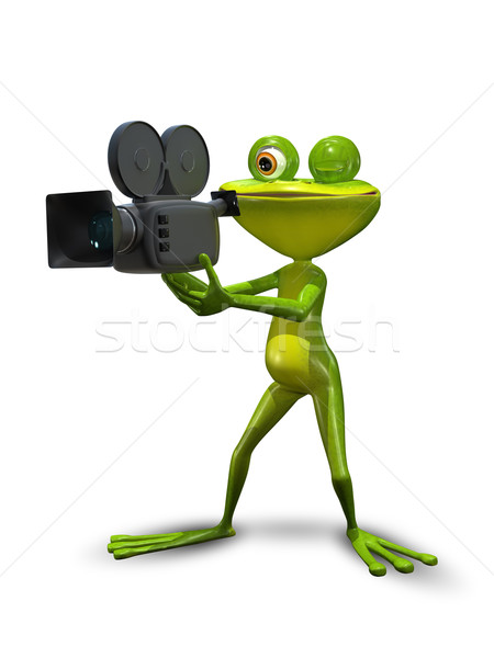 Frosch Camcorder Illustration grünen Produzent Fernsehen Stock foto © brux