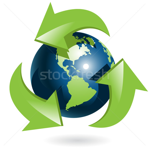 Glob verde sageti abstract ilustrare in jurul Imagine de stoc © brux