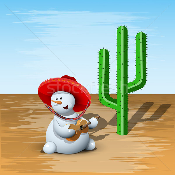 Muñeco de nieve cactus ilustración alegre sombrero música Foto stock © brux