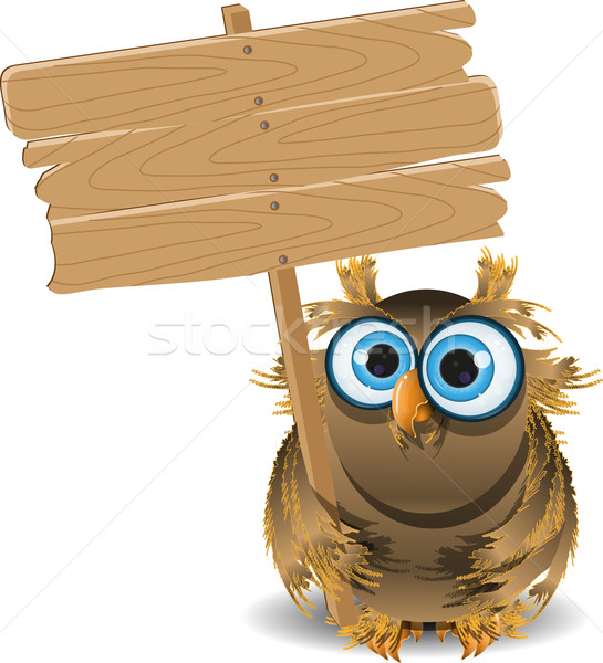 owl and a wooden plaque Stock photo © brux