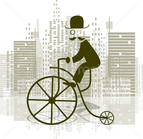 Retro bicicleta abstrato ilustração homem edifício Foto stock © brux