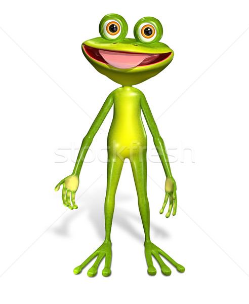 Yeşil kurbağa 3d illustration neşeli büyük gözleri gülümseme Stok fotoğraf © brux