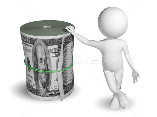 Człowiek toczyć dolarów 3d ilustracji biały nagrody Zdjęcia stock © brux