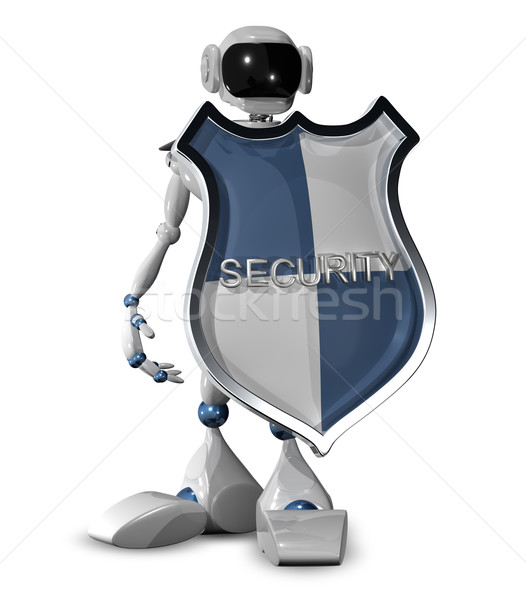 безопасности 3d иллюстрации робота щит компьютер технологий Сток-фото © brux